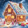 Diamond Painting Kerst peperkoekhuis voorbeeldafbeelding van het volledige ontwerp