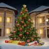 Diamond Painting - Kerstboom voor een landhuis voorbeeldafbeelding van het volledige ontwerp