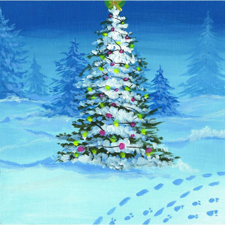 Diamond Painting Kerstboom In bos voorbeeldafbeelding van het volledige ontwerp