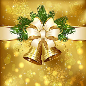 Diamond Painting - Gouden kerstklokken voorbeeldafbeelding van het volledige ontwerp
