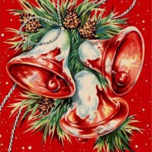 Diamond Painting - Kerstklokken met hulst voorbeeldafbeelding van het volledige ontwerp