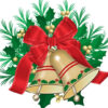 Diamond Painting - Kerstklokken met rode strik voorbeeldafbeelding van het volledige ontwerp