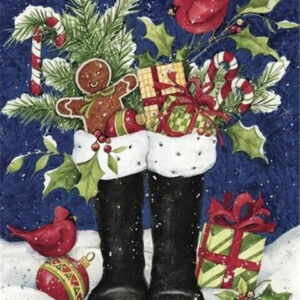 Diamond Painting Kerstlaarzen voorbeeldafbeelding van het volledige ontwerp