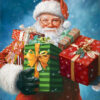 Diamond Painting - Kerstman met stapel cadeaus voorbeeldafbeelding van het volledige ontwerp