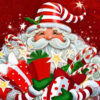 Diamond Painting - Kerstman met zuurstokken voorbeeldafbeelding van het volledige ontwerp