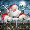 Diamond Painting - Kerstman aan een bevroren hek voorbeeldafbeelding van het volledige ontwerp