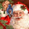 Diamond Painting - Kerstman met blauwe kerstbal voorbeeldafbeelding van het volledige ontwerp