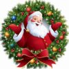 Diamond Painting - Kerstman in kerstkrans voorbeeldafbeelding van het volledige ontwerp