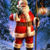 Diamond Painting - Kerstman in besneeuwd bos voorbeeldafbeelding van het volledige ontwerp