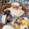Diamond Painting Kerstman - Puppies voorbeeldafbeelding van het volledige ontwerp