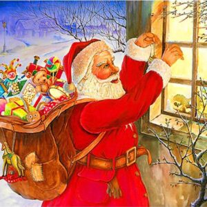 Diamond Painting Kerstman Raam voorbeeldafbeelding van het volledige ontwerp