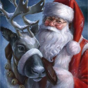 Diamond Painting Kerstman - Rendier voorbeeldafbeelding van het volledige ontwerp