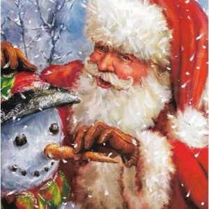 Diamond Painting Kerstman Sneeuwpop Blij voorbeeldafbeelding van het volledige ontwerp