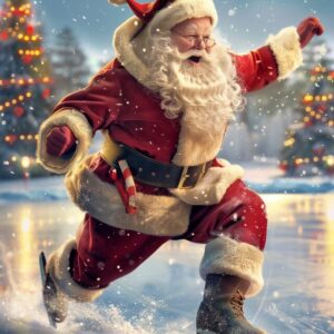 Diamond Painting Kerstman op het ijs voorbeeldafbeelding van het volledige ontwerp