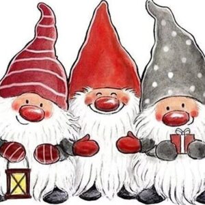 Diamond Painting - Drie kerstkabouters voorbeeldafbeelding van het volledige ontwerp