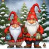 Diamond Painting - Twee kerstmannen in het bos voorbeeldafbeelding van het volledige ontwerp