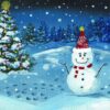 Diamond Painting Kerstmis Sneeuwman voorbeeldafbeelding van het volledige ontwerp