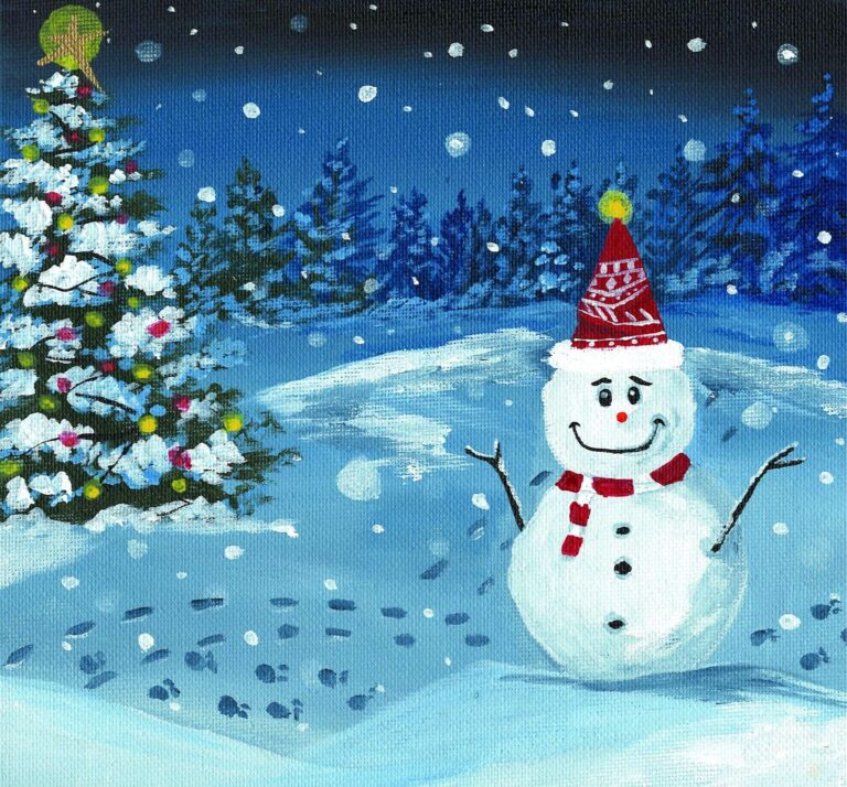 Diamond Painting Kerstmis Sneeuwman voorbeeldafbeelding van het volledige ontwerp