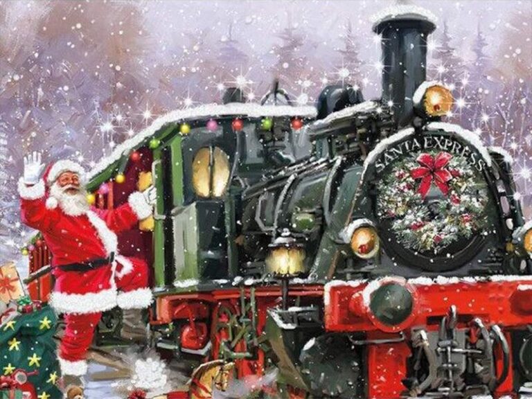Diamond Painting Kersttrein voorbeeldafbeelding van het volledige ontwerp