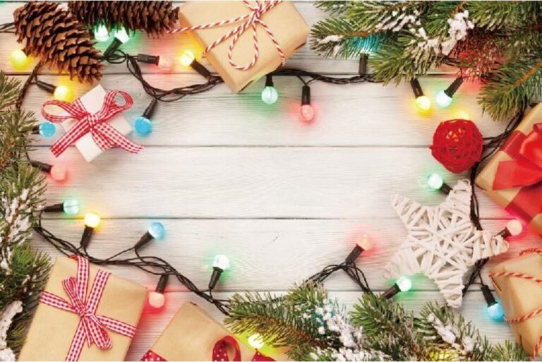 Diamond Painting Kerstverlichting Hout voorbeeldafbeelding van het volledige ontwerp
