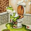 Diamond Painting Kikker Op Toilet voorbeeldafbeelding van het volledige ontwerp