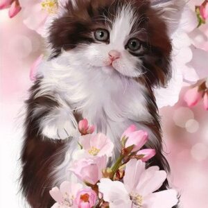 Diamond Painting Kitten voorbeeldafbeelding van het volledige ontwerp