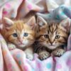 Diamond Painting Kittens onder de dekens voorbeeldafbeelding van het volledige ontwerp