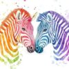 Diamond Painting Kleurrijk zebra paar voorbeeldafbeelding van het volledige ontwerp
