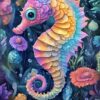 Diamond Painting Kleurrijk zeepaardje voorbeeldafbeelding van het volledige ontwerp