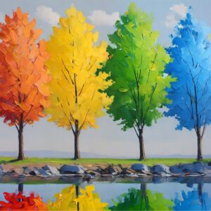 Diamond Painting Kleurrijke Bomen voorbeeldafbeelding van het volledige ontwerp