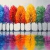 Diamond Painting Kleurrijke Bomen reflectie voorbeeldafbeelding van het volledige ontwerp