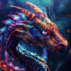 Diamond Painting Kleurrijke Draak voorbeeldafbeelding van het volledige ontwerp