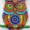 Diamond Painting Kleurrijke Uil Tak voorbeeldafbeelding van het volledige ontwerp