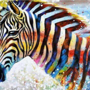 Diamond Painting Kleurrijke Zebra voorbeeldafbeelding van het volledige ontwerp