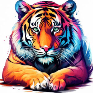 Diamond Painting Kleurrijke tijger voorbeeldafbeelding van het volledige ontwerp
