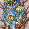 Diamond Painting Kleurvolle Uil voorbeeldafbeelding van het volledige ontwerp