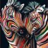 Diamond Painting Kleurvolle Zebra's voorbeeldafbeelding van het volledige ontwerp
