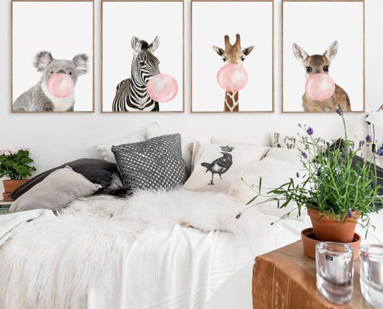 Diamond Painting Koala - Zebra Giraffe Hert 4 Luiken voorbeeldafbeelding van het volledige ontwerp