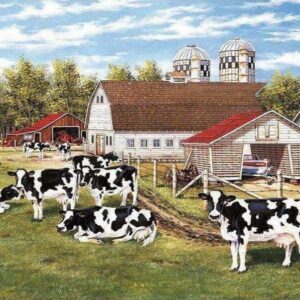 Diamond Painting Koeien Voor De Boerderij voorbeeldafbeelding van het volledige ontwerp