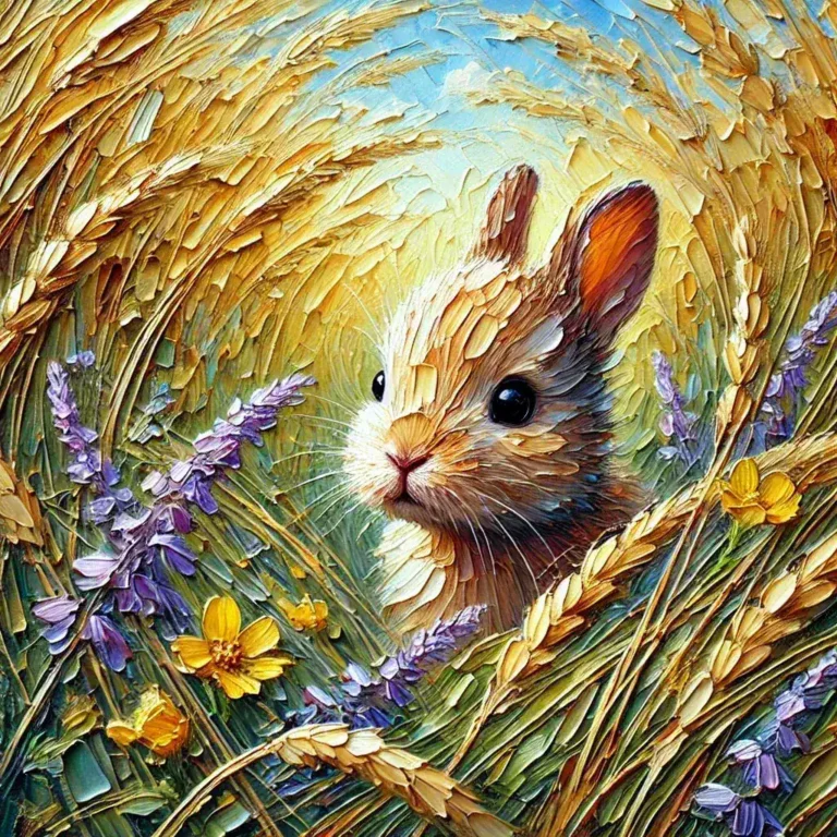 Diamond Painting Konijnen Koest voorbeeldafbeelding van het volledige ontwerp