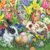 Diamond Painting Konijnen Paasei Bloemen voorbeeldafbeelding van het volledige ontwerp