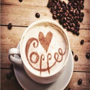 Diamond Painting - Koffiehart met koffiebonen voorbeeldafbeelding van het volledige ontwerp