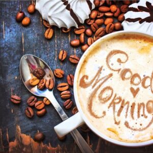 Diamond Painting Kop Koffie voorbeeldafbeelding van het volledige ontwerp