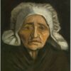 Diamond Painting Kop van een oude boerin met witte muts van Vincent van Gogh voorbeeldafbeelding van het volledige ontwerp