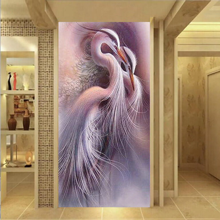Diamond Painting Kraanvogel Groot Formaat voorbeeldafbeelding van het volledige ontwerp