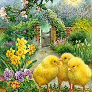 Diamond Painting Kuikentjes voorbeeldafbeelding van het volledige ontwerp