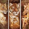 Diamond Painting Leeuw - Tijger Giraffe 3 Luiken voorbeeldafbeelding van het volledige ontwerp