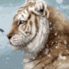 Diamond Painting Leeuw in de winter voorbeeldafbeelding van het volledige ontwerp