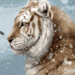 Diamond Painting Leeuw in de winter voorbeeldafbeelding van het volledige ontwerp