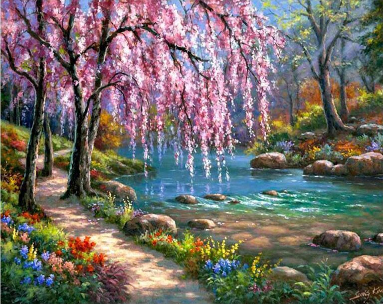 Diamond Painting Lente voorbeeldafbeelding van het volledige ontwerp